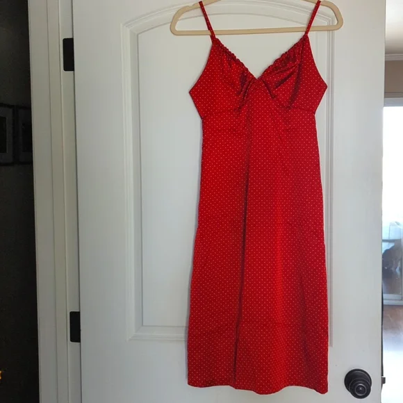 Sisley | Dresses | Super Feminine Red And White Polka Dot Midi That Feels  Like Silk | Poshmark